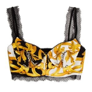 Versace Printed Silk Bralette Top 💯 Authentic